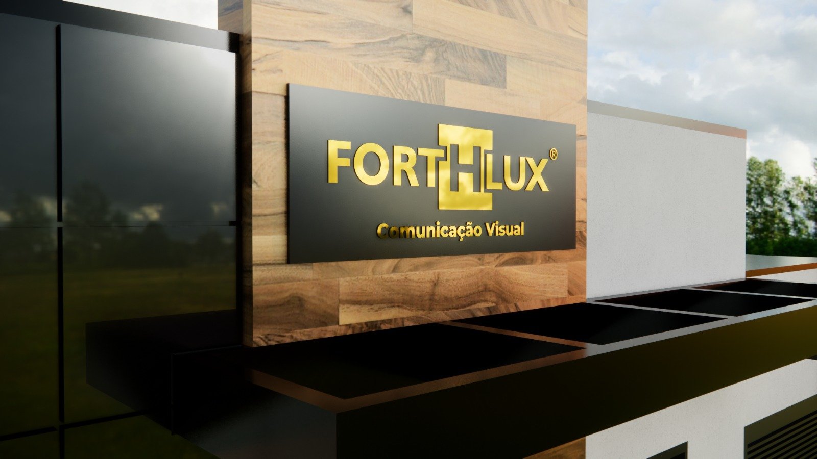 painel em acm fORTHLUX Dourado