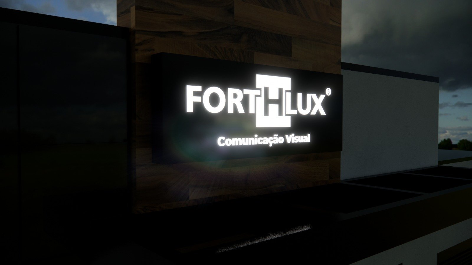 painel em acm fORTHLUX com logo vazado